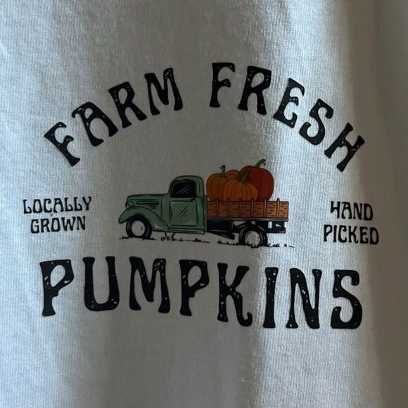 Fall T-shirt Farm Fresh Pumpkins Graphic Tee Short Sleeve White NEW Unisex - Picture 7 of 9